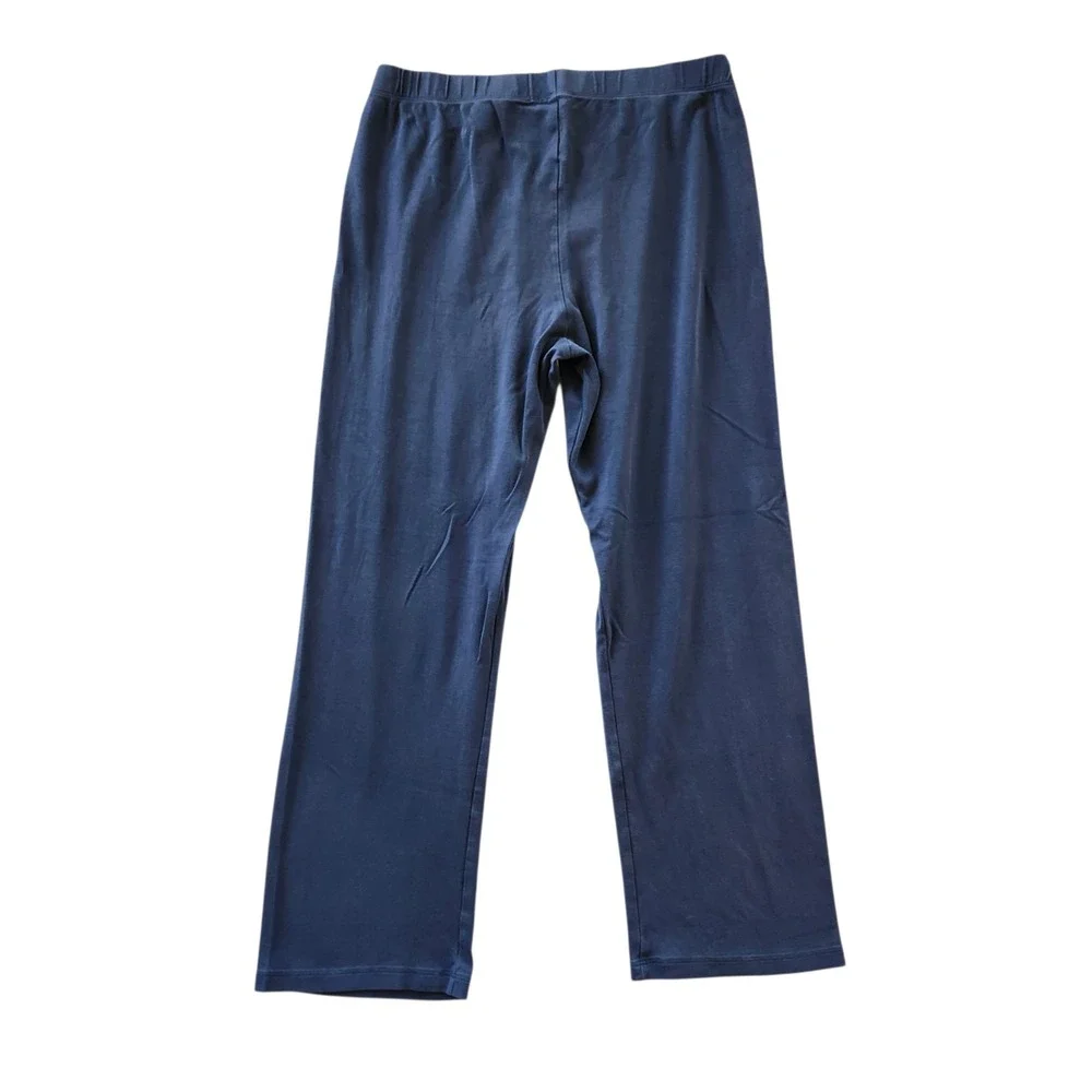 Lake Pajamas PJ Set Navy Blue 100% Pima Cotton Scallop Tank & Pants Women Medium - Picture 4 of 8